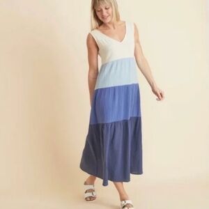 Marine Layer Cream and Blue Maxi Dress